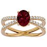 Garnet Ring: Garnet Jewelry: 1 3/4 Carat Oval Shape Garnet and Diamond Ring In 14 Karat Yellow Gold Image-1