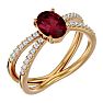 Garnet Ring: Garnet Jewelry: 1 3/4 Carat Oval Shape Garnet and Diamond Ring In 14 Karat Yellow Gold Image-2
