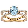 Aquamarine Ring: Aquamarine Jewelry: 1.40 Carat Oval Shape Aquamarine and Diamond Ring In 14 Karat Yellow Gold Image-1