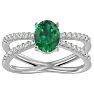 1.40 Carat Oval Shape Emerald and Diamond Ring In 14 Karat White Gold Image-1