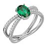 1.40 Carat Oval Shape Emerald and Diamond Ring In 14 Karat White Gold Image-2