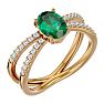 1.40 Carat Oval Shape Emerald and Diamond Ring In 14 Karat Yellow Gold Image-2