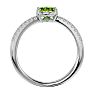 1.60 Carat Oval Shape Peridot and Diamond Ring In 14 Karat White Gold Image-3