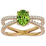 1.60 Carat Oval Shape Peridot and Diamond Ring In 14 Karat Yellow Gold Image-1