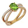 1.60 Carat Oval Shape Peridot and Diamond Ring In 14 Karat Yellow Gold Image-2
