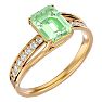 1 3/4 Carat Emerald Shape Green Amethyst and Diamond Ring In 14 Karat Yellow Gold Image-2