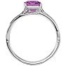 Pink Gemstones 2 Carat Emerald Shape Pink Topaz and Diamond Ring In 14 Karat White Gold Image-3