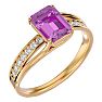 Pink Gemstones 2 Carat Emerald Shape Pink Topaz and Diamond Ring In 14 Karat Yellow Gold Image-2