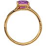 Pink Gemstones 2 Carat Emerald Shape Pink Topaz and Diamond Ring In 14 Karat Yellow Gold Image-3