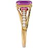 Pink Gemstones 2 Carat Emerald Shape Pink Topaz and Diamond Ring In 14 Karat Yellow Gold Image-4