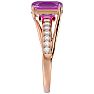 Pink Gemstones 2 Carat Emerald Shape Pink Topaz and Diamond Ring In 14 Karat Rose Gold Image-3