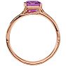 Pink Gemstones 2 Carat Emerald Shape Pink Topaz and Diamond Ring In 14 Karat Rose Gold Image-4