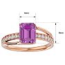 Pink Gemstones 2 Carat Emerald Shape Pink Topaz and Diamond Ring In 14 Karat Rose Gold Image-5