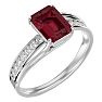 Garnet Ring: Garnet Jewelry: 2 Carat Emerald Shape Garnet and Diamond Ring In 14 Karat White Gold Image-2