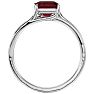 Garnet Ring: Garnet Jewelry: 2 Carat Emerald Shape Garnet and Diamond Ring In 14 Karat White Gold Image-3