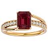 Garnet Ring: Garnet Jewelry: 2 Carat Emerald Shape Garnet and Diamond Ring In 14 Karat Yellow Gold Image-1