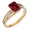 Garnet Ring: Garnet Jewelry: 2 Carat Emerald Shape Garnet and Diamond Ring In 14 Karat Yellow Gold Image-2