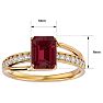 Garnet Ring: Garnet Jewelry: 2 Carat Emerald Shape Garnet and Diamond Ring In 14 Karat Yellow Gold Image-5