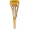 1 3/4 Carat Emerald Shape Citrine and Diamond Ring In 14 Karat Yellow Gold Image-4