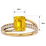 1 3/4 Carat Emerald Shape Citrine and Diamond Ring In 14 Karat Yellow Gold Image-5