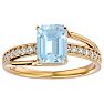 Aquamarine Ring: Aquamarine Jewelry: 1 1/2 Carat Emerald Shape Aquamarine and Diamond Ring In 14 Karat Yellow Gold Image-1