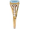 Aquamarine Ring: Aquamarine Jewelry: 1 1/2 Carat Emerald Shape Aquamarine and Diamond Ring In 14 Karat Yellow Gold Image-4