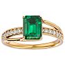 1 1/2 Carat Emerald Shape Emerald and Diamond Ring In 14 Karat Yellow Gold Image-1