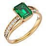 1 1/2 Carat Emerald Shape Emerald and Diamond Ring In 14 Karat Yellow Gold Image-2