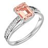 1-1/2 Carat Emerald Shape Morganite and Diamond Ring In 14 Karat White Gold Image-2