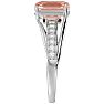 1-1/2 Carat Emerald Shape Morganite and Diamond Ring In 14 Karat White Gold Image-4