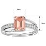 1-1/2 Carat Emerald Shape Morganite and Diamond Ring In 14 Karat White Gold Image-5