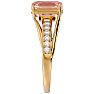 1-1/2 Carat Emerald Shape Morganite and Diamond Ring In 14 Karat Yellow Gold Image-4