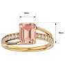1-1/2 Carat Emerald Shape Morganite and Diamond Ring In 14 Karat Yellow Gold Image-5