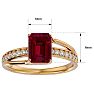 2 1/2 Carat Emerald Shape Ruby and Diamond Ring In 14 Karat Yellow Gold Image-5