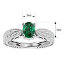 3/4 Carat Oval Shape Emerald Ring With Tapered Etched Band In 14 Karat White Gold Image-5