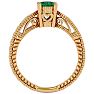 3/4 Carat Oval Shape Emerald Ring With Tapered Etched Band In 14 Karat Yellow Gold Image-3