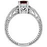 1 1/2 Carat Oval Shape Ruby Ring With Tapered Etched Band In 14 Karat White Gold Image-3
