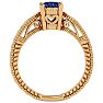 1 1/3 Carat Oval Shape Tanzanite Ring With Tapered Etched Band In 14 Karat Yellow Gold Image-3