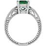 2 Carat Oval Shape Emerald Ring With Tapered Etched Band In 14 Karat White Gold Image-3