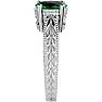 2 Carat Oval Shape Emerald Ring With Tapered Etched Band In 14 Karat White Gold Image-4