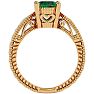 2 Carat Oval Shape Emerald Ring With Tapered Etched Band In 14 Karat Yellow Gold Image-3