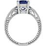2 Carat Oval Shape Tanzanite Ring With Tapered Etched Band In 14 Karat White Gold Image-3