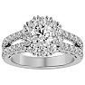 Moissanite Engagement Ring; 2 1/4 Carat Moissanite Halo Engagement Ring In 14 Karat White Gold Image-1
