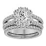 Moissanite Engagement Ring; 2 1/2 Carat Moissanite Bridal Set In 14 Karat White Gold Image-1