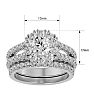 Moissanite Engagement Ring; 2 1/2 Carat Moissanite Bridal Set In 14 Karat White Gold Image-5