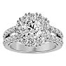 Moissanite Engagement Ring; 3 Carat Moissanite Halo Engagement Ring In 14 Karat White Gold Image-1