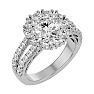 Moissanite Engagement Ring; 3 Carat Moissanite Halo Engagement Ring In 14 Karat White Gold Image-2