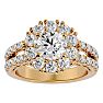Moissanite Engagement Ring; 3 Carat Moissanite Halo Engagement Ring In 14 Karat Yellow Gold Image-1