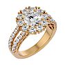 Moissanite Engagement Ring; 3 Carat Moissanite Halo Engagement Ring In 14 Karat Yellow Gold Image-2