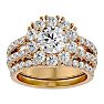 Moissanite Engagement Ring; 3 1/2 Carat Moissanite Bridal Set In 14 Karat Yellow Gold Image-1